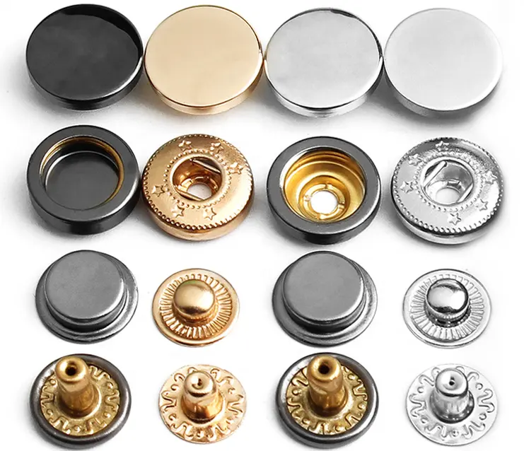 Chemise personnalisée de couleur or, boutons à pression en métal avec logo pour chemisiers