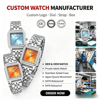 Montre-bracelet à quartz pour femme, personnalisée, de luxe, étanche, avec cadran carré doré, bracelet de 20 mm et logo, vente en gros