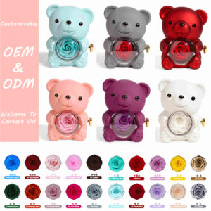 Offre Spéciale Cadeau De Noël Ensemble Étreindre Ours Anneau Collier Éternelle Rose Boîte En Gros Acrylique Câlin Ours Rotatif Rose Boîtes À Bijoux - Product Image 2