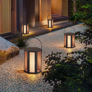 Lanterne de jardin de style japonais imperméable à l'eau, lumière LED alimentée par batterie, pour cour, pelouse, terrasse, balcon - Product Image 2