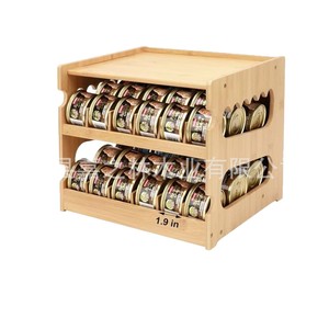 Estante de Almacenamiento de Comida para Mascotas de Madera, Organizador de Golosinas para Perros y Gatos de Doble Capa, Color Natural, Multifuncional - Product Image 5