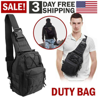 Sac à dos tactique pour hommes Sac à bandoulière pour la poitrine et le corps Molle Day Pack Pouch Noir
