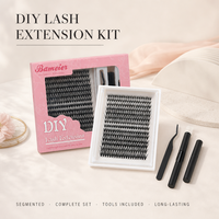 Kit d'extension de cils DIY avec pince à épiler, applicateur de colle et outils, bouquets de cils noirs segmentés effet wispy