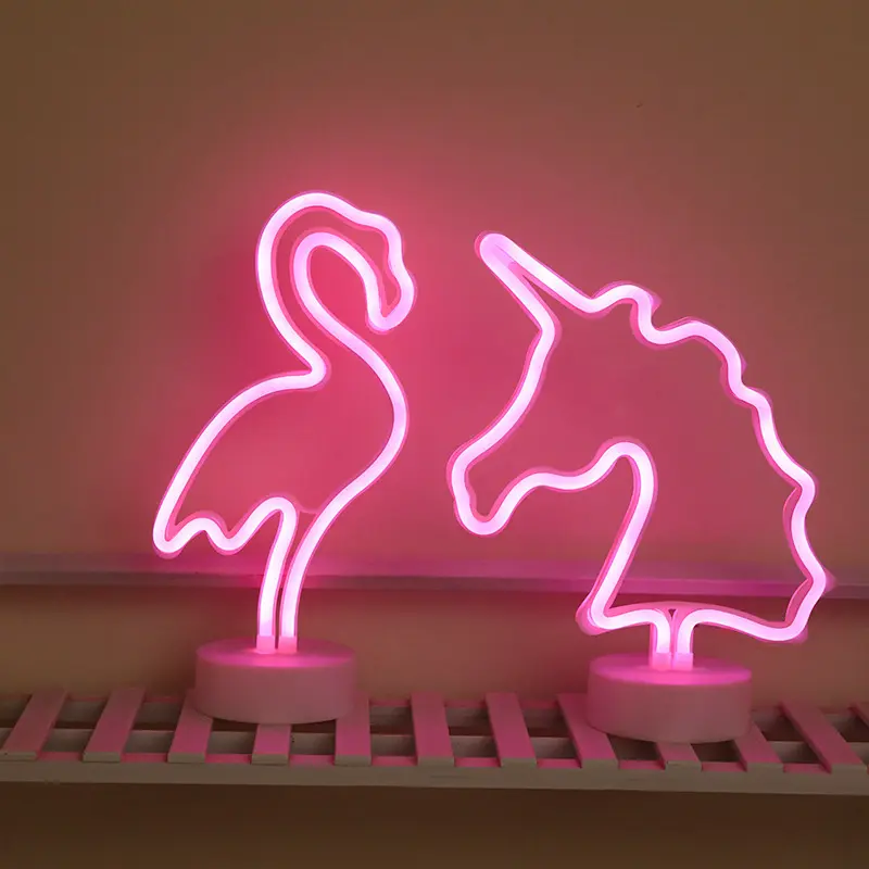 Unicorn Flamingo Modeling Neon Light Party Wedding Home Decor Lamp Kids Bedroom Desktop Night Light Custom LED Neon Light Sign