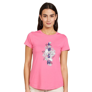 Camiseta de talla grande de Color sólido para mujer, cuello de manga corta, logotipo informal impreso, calidad de exportación directa de fábrica de Bangladesh - Product Image 1