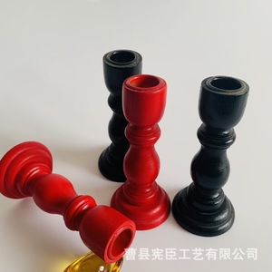 Wooden <b>Candlesticks</b> Red And <b>Black</b> Column Shape Rosewood Home Decoration Wedding Props - Product Image 4
