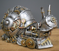 Vente en gros ornement steampunk résine artisanat pour cadeaux décorations pour la maison vapeur punk décor jardin résine animal loup statue