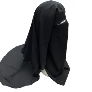 Grosir lapisan niqab-MXCHAN SJH2427 Mocco Saudi Muslim Niqab Desain Tiga Lapisan Kerudung Niqab Panjang