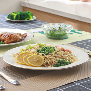 Service d'assiettes plates en porcelaine fine avec bordure dorée, assiettes de présentation blanches de luxe <span class=keywords><strong>pour</strong></span> mariage - Product Image 5