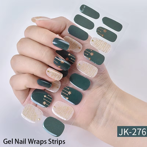 Vente en gros Nouveau Gel UV <span class=keywords><strong>Semi</strong></span> Durci 20 Pièces Autocollants pour <span class=keywords><strong>Ongles</strong></span> Festival Noël Gel Nail Wraps Bandes - Product Image 6