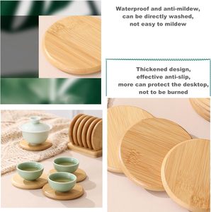 Einweihungsgeschenk 6-teiliges Untersetzer-Set mit Halter Inklusive Natürlicher Bambus-Kaffeeuntersetzer zum Schutz der Tischplatte - Product Image 5
