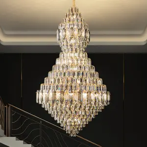 Neuankömmling Schöne Esszimmer halle K9 Crystal Led Kronleuchter Pendel leuchte Custom ized Golden Long Chandelier