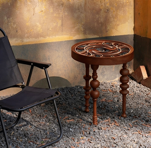 Tavolino Laterale Artistico in Legno Stratificato con Motivo Mandala, Tavolino Rotondo con Taglio Laser 3D, Pezzo Decorativo Artigianale per Arredamento Casa - Product Image 5