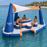 Plateforme flottante gonflable portable pour parc aquatique avec accès facile à l'eau et auvent d'ombrage pour resort, lac et yacht