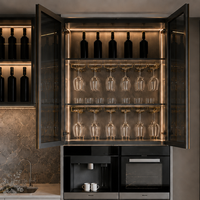 Meubles de cuisine modulaires sur mesure avec armoire à vin intégrée, porte-bouteilles, porte-verres, ensemble complet, rangement de cuisine en bois