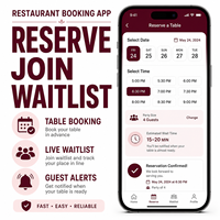 Soluciones de Aplicaciones de Reserva de Mesas para Restaurantes Personalizadas para IOS y Android con Gestión de Lista de Espera de Reservas de Mesas LionCreate