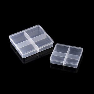 Boîte de rangement en plastique transparente à 4 compartiments avec couvercle pour accessoires de bijoux et outils de nail art, organisateur de bureau - Product Image 4