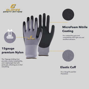 Gants de travail en nitrile micromousse de haute qualité antidérapant flexibilité accrue sensibilité sécurité protection - Product Image 6