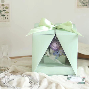 Caja de embalaje de papel para decoración Floral, organizador portátil, ventana abierta, transparente, de cartón, para regalo - Product Image 3