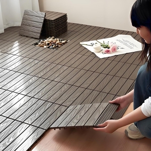 Dalles de sol en plastique à lattes de 30 cm, couleur bois brut, pour terrasse et cour - Product Image 2