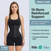 Ceinture de maintien de la taille renforcée avec 15 baleines en acier, 3 crochets et fermeture éclair pour femme, logo personnalisé, haute compression