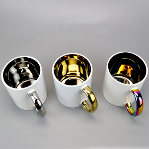 Tazze da Caffè in Ceramica per Sublimazione 11oz Stile Americano con Manico Placcato Oro/Argento Interno Oro/Argento Vendita all'Ingrosso - Product Image 2