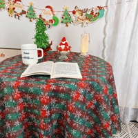 Nouveau chemin de table en velours imprimé flocons de neige et carreaux pour Noël, nappe de table à manger, couverture de meuble TV et de table basse pour la maison