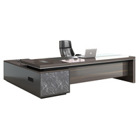 Lbz54 Mobilier de Bureau Haut de Gamme de Luxe en Forme de L, Bureau de Direction Solide pour Domicile et Professionnel
