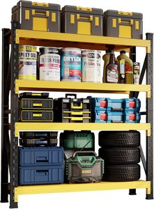 Estantería Metálica Resistente de 4 Niveles, Capacidad de 4000 Libras, Estantes Industriales Ajustables para Sótano, Amarillo y Negro - Product Image 6