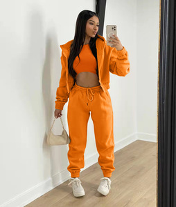 Trending Hot Clothing Tank Top <strong>Knit</strong> Hoodies Casual Pants Velvet <strong>Jogger</strong> 3 Piece Set <strong>Women</strong> - Product Image 6
