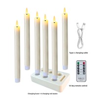 Bougies LED coniques rechargeables par USB, décorations d'Halloween et de Diwali, écologiques, effet flamme vacillante 3D, bougies électroniques à la lumière de flamme réelle