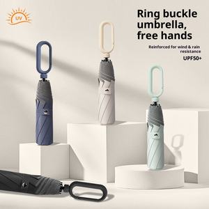 Paraguas de doble propósito con 8 varillas, anillo de apertura manual, reflectante de seguridad, de goma negra, con protección solar, para fabricantes, con logotipo personalizado. - Product Image 5