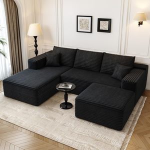 Sofá Modular Cloud <span class=keywords><strong>Couch</strong></span> 3 Peças, Chaise Reversível, Puff, Assento Profundo em Corduroy para Idosos e Crianças - Product Image 2
