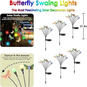 Luces de camino solares de PVC LED a prueba de agua RGB para exteriores 90 80 8 funciones luces de césped de <span class=keywords><strong>jardín</strong></span> de mariposa y luciérnaga oscilante - Product Image 5