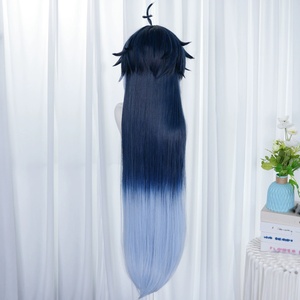 Venta al por Mayor de Pelucas de Cosplay de Genshin Impact, Peluca Larga y Lisa de 85 cm, Teñida de Azul Degradado, Peluca Sintética para Anime, Halloween y Fiestas - Product Image 4