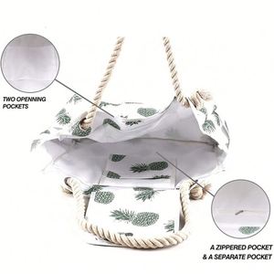 Sac fourre-tout en toile de coton 18OZ personnalisé avec logo, sac de plage en toile avec poignées en corde pour femme - Product Image 5