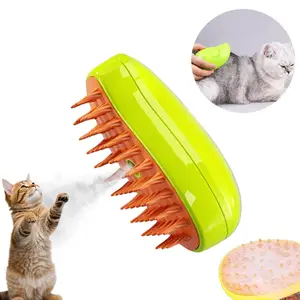 Brosse multifonctionnelle 3 en 1 rechargeable pour le massage des poils d'animaux de compagnie Brosse à vapeur pour chien Brosse auto-nettoyante Brosse à vapeur pour chat brumeux