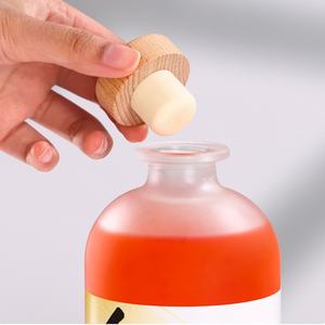 Bouteilles d'alcool en verre givré transparent avec couvercles en liège naturel en vrac 100ml 250ml 375ml 500ml tailles pour whisky vin vodka <span class=keywords><strong>cidre</strong></span> - Product Image 2