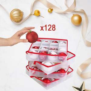 Sturdy Flexible Plastic Xmas Holiday <b>Decorations</b> Accessories Bin Christmas 128 Ornaments <b>Storage</b> <b>Box</b> - Product Image 6