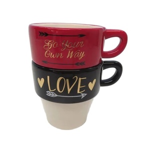 <span class=keywords><strong>Tazas</strong></span> de café de cerámica <span class=keywords><strong>personalizadas</strong></span> <span class=keywords><strong>para</strong></span> <span class=keywords><strong>parejas</strong></span>-Juego de regalo de San Valentín impreso personalizado, <span class=keywords><strong>tazas</strong></span> de <span class=keywords><strong>amor</strong></span> apilables - Product Image 3