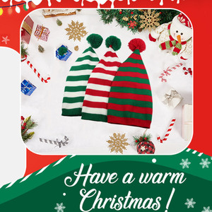 アメリカのトレンドサンタ帽子クリスマスビーニーハット冬暖かいケーブルニット大人の女性のための男性クリスマスホリデーパーティー - Product Image 2