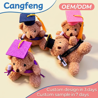 Ours en peluche personnalisé en gros pour la remise des diplômes, avec chapeaux colorés, peluche douce pour souvenir promotionnel universitaire