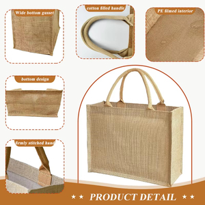 กระเป๋าโท้ทปอกระเจาแบบพกพาพกพาพกพาแบบลำลองพร้อมที่จับหนังเทศกาลส่งตรงจากโรงงาน - Product Image 5