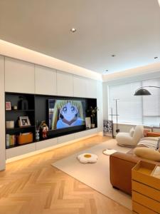 Sang trọng TV đứng và Bàn cà phê thiết lập đồ nội thất phòng khách bằng thép không gỉ bằng gỗ TV tủ đứng với Slate Top cho biệt thự nhà - Product Image 3