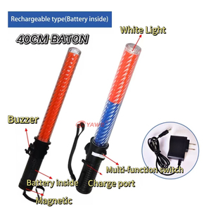 ไฟ LED แบบชาร์จไฟได้ ขนาด 40 ซม. ทำจากวัสดุ ABS/PC สำหรับควบคุมการจราจร กระบองไฟเตือนภัยเพื่อความปลอดภัย สำหรับเจ้าหน้าที่รักษาความปลอดภัย และการควบคุมการจราจรบนสนามบิน - Product Image 5