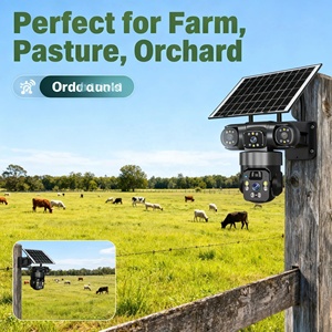 Caméra PTZ solaire 4G SIM extérieure étanche 12MP V380Pro <span class=keywords><strong>4</strong></span> objectifs avec panneau solaire et 3 écrans pour ferme - Product Image 3