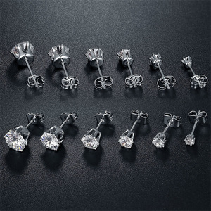 Pendientes de Acero Inoxidable Estilo Gaby Populry, Pendientes Redondos con Circonita Cúbica Transparente para Perforación - Product Image 6