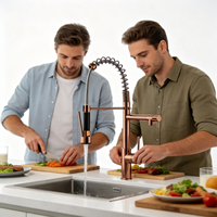 Robinet de cuisine en laiton multicolore à ressort haute pression, anti-éclaboussures, pour usage domestique et hôtelier