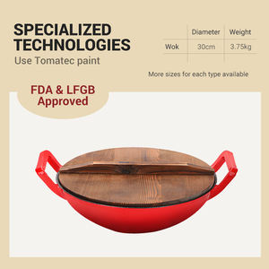 Cookercool Wok <span class=keywords><strong>en</strong></span> <span class=keywords><strong>fonte</strong></span> antiadhésive à double poignée Wok à induction compatible avec l'émail pour la <span class=keywords><strong>cuisson</strong></span> - Product Image 4