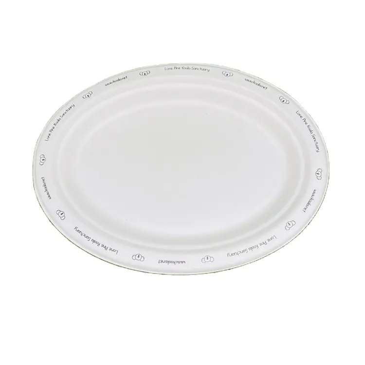 bagasse printed oval dinner paper plate and dishes with logo printing